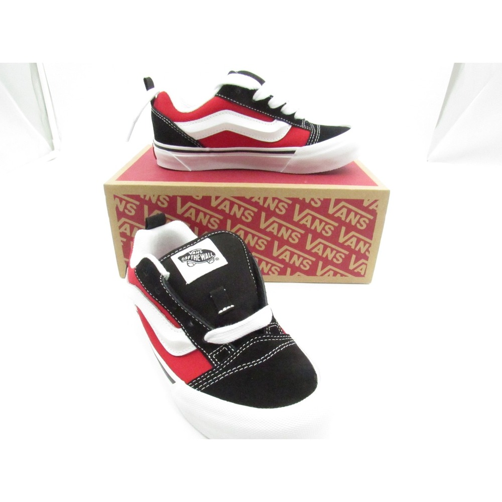 Vans Knu Skool Kids' Youth Black Racing Red Skate Shoes Sneakers US 2.0